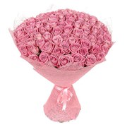 101 розовая роза 50 см